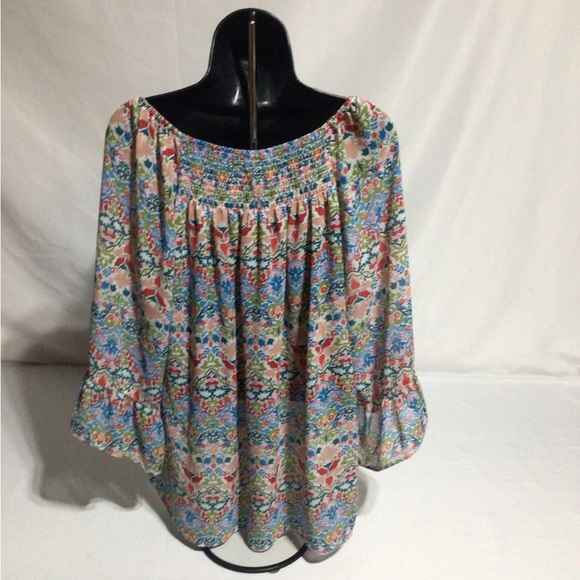 Valerie Stevens Tops - Valerie Steven’s, Elegant Floral Women's Bohemian Blouse 1X